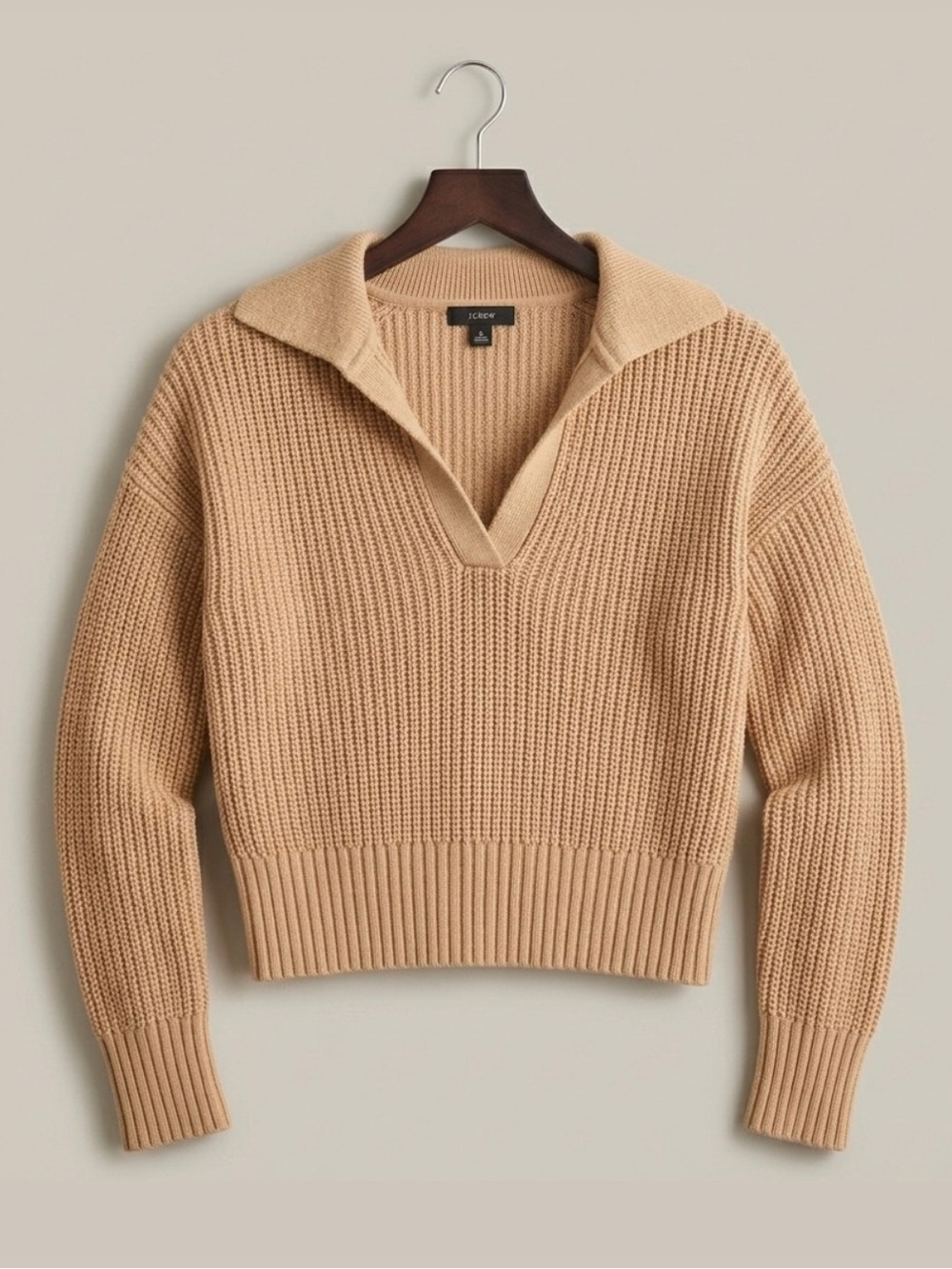 J. Crew Beige V-Neck Hooded Sweater